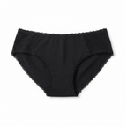 Black seamless bikini underwear on white background