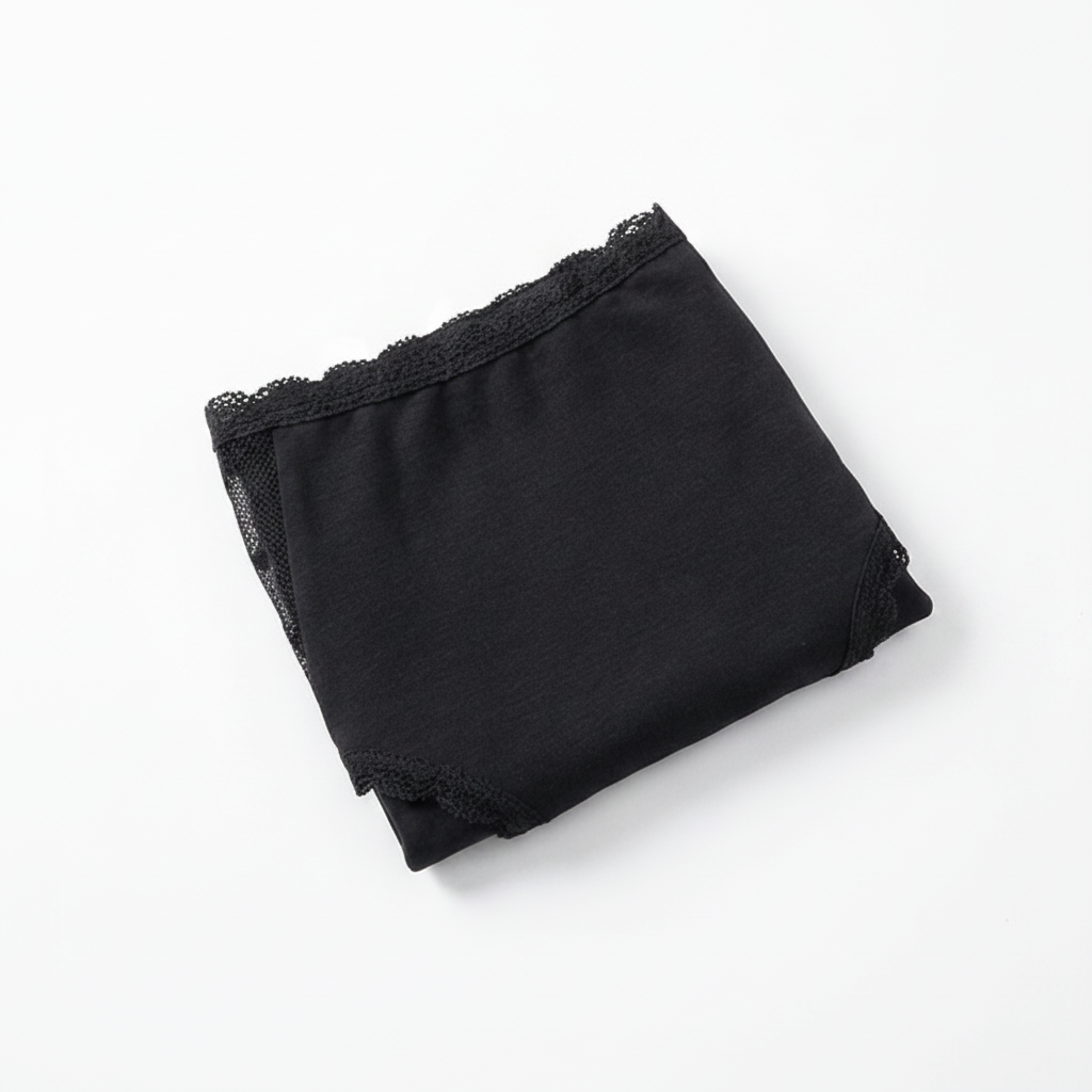 Folded black underwear cleaned up professional